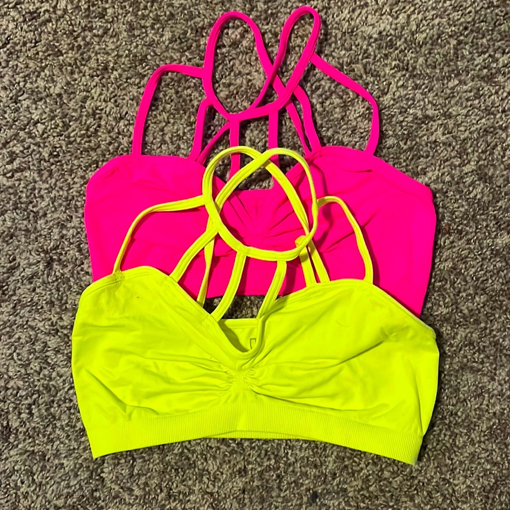 2- Bralets neon bright pink and neon yellow